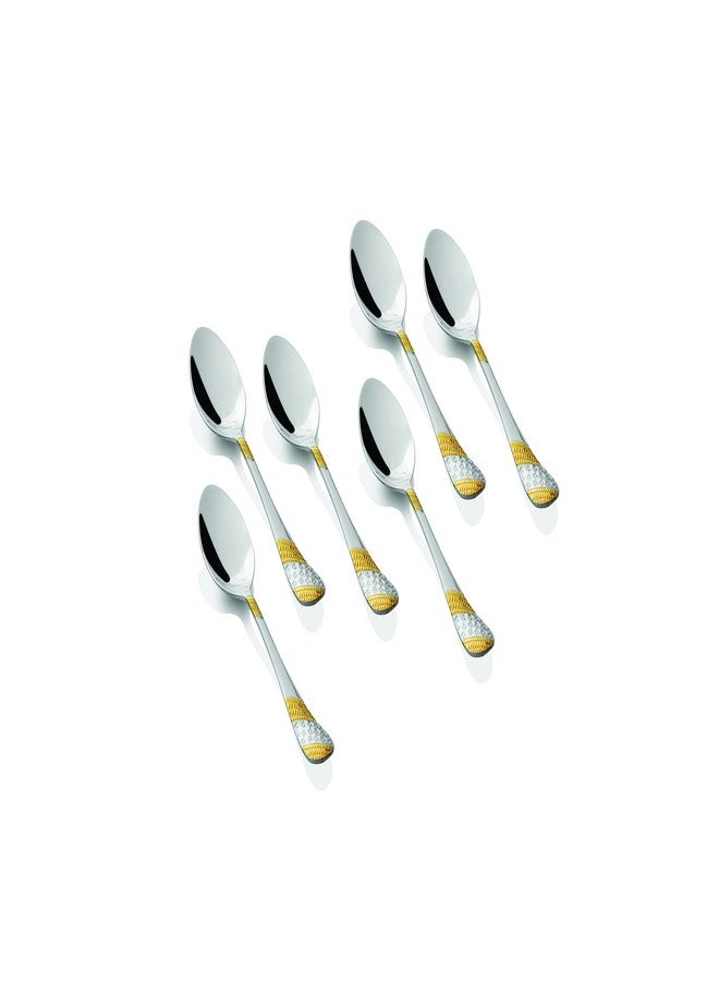 FnS Imperio 18 Pc Set Stainless Steel 24 Karat Gold Plated Cutlery Set with Leatherette Box Packaging (6 Dinner Spoons, 6 Dinner Forks, 6 Teaspoon) - Image 4